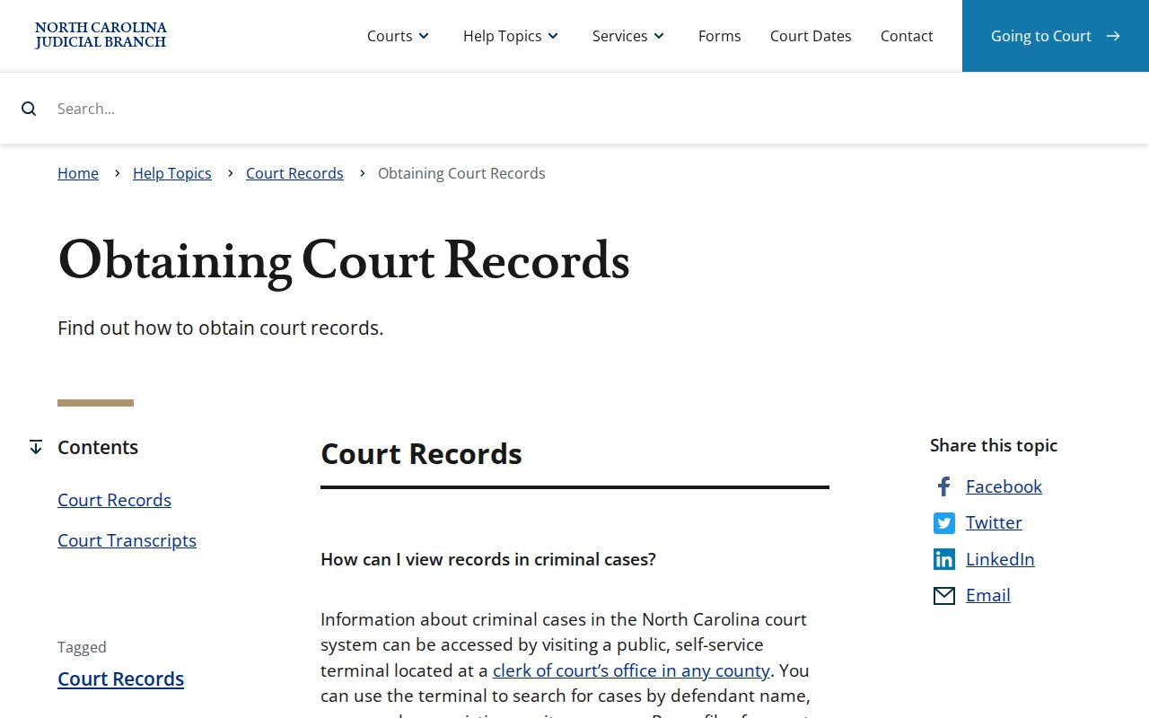 Avery County court records guidance from the North Carolina Judicial Branch