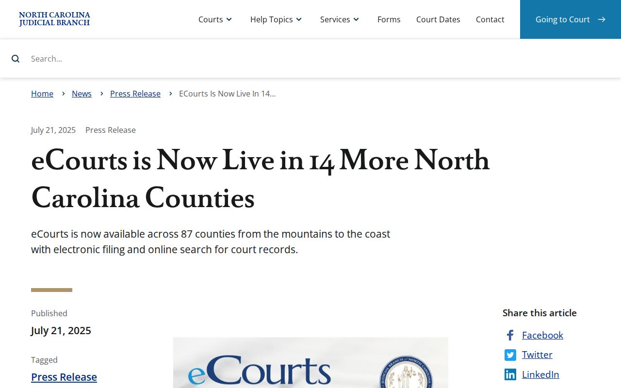 Avery County court docket eCourts go-live announcement