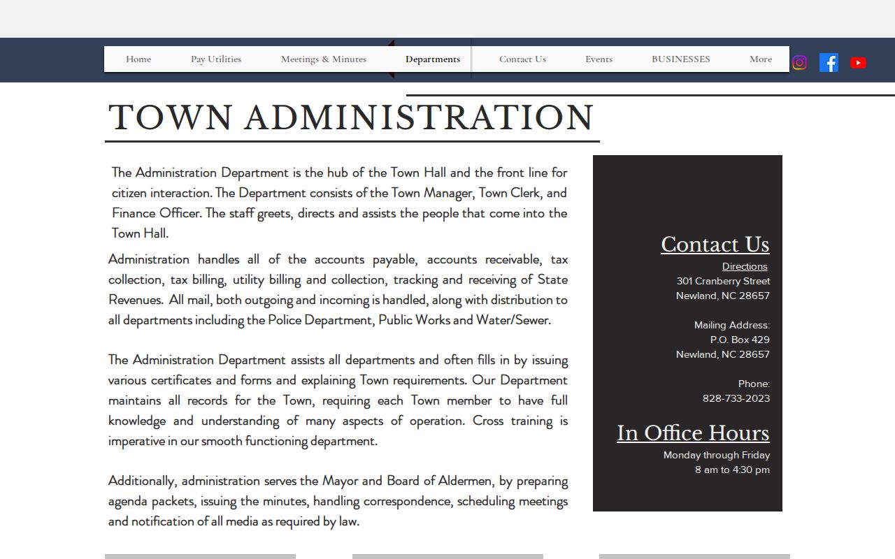 Newland court records and town administration distinction